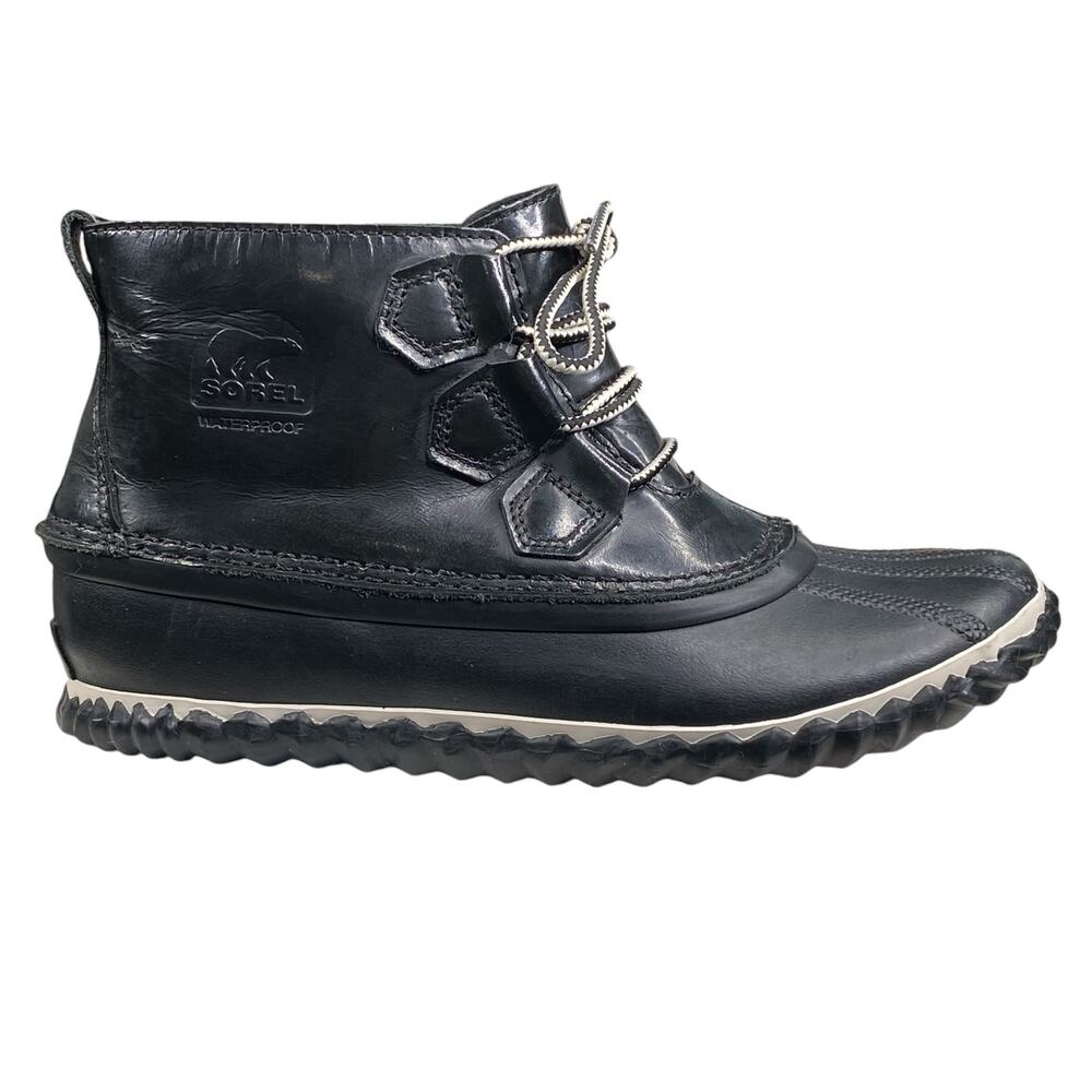 Sorel Black Leather Lace-Up Waterproof Ankle Boot
